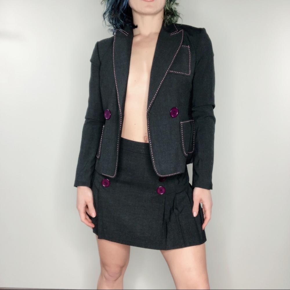 BEBE sexy gray pink blazer jacket business suit